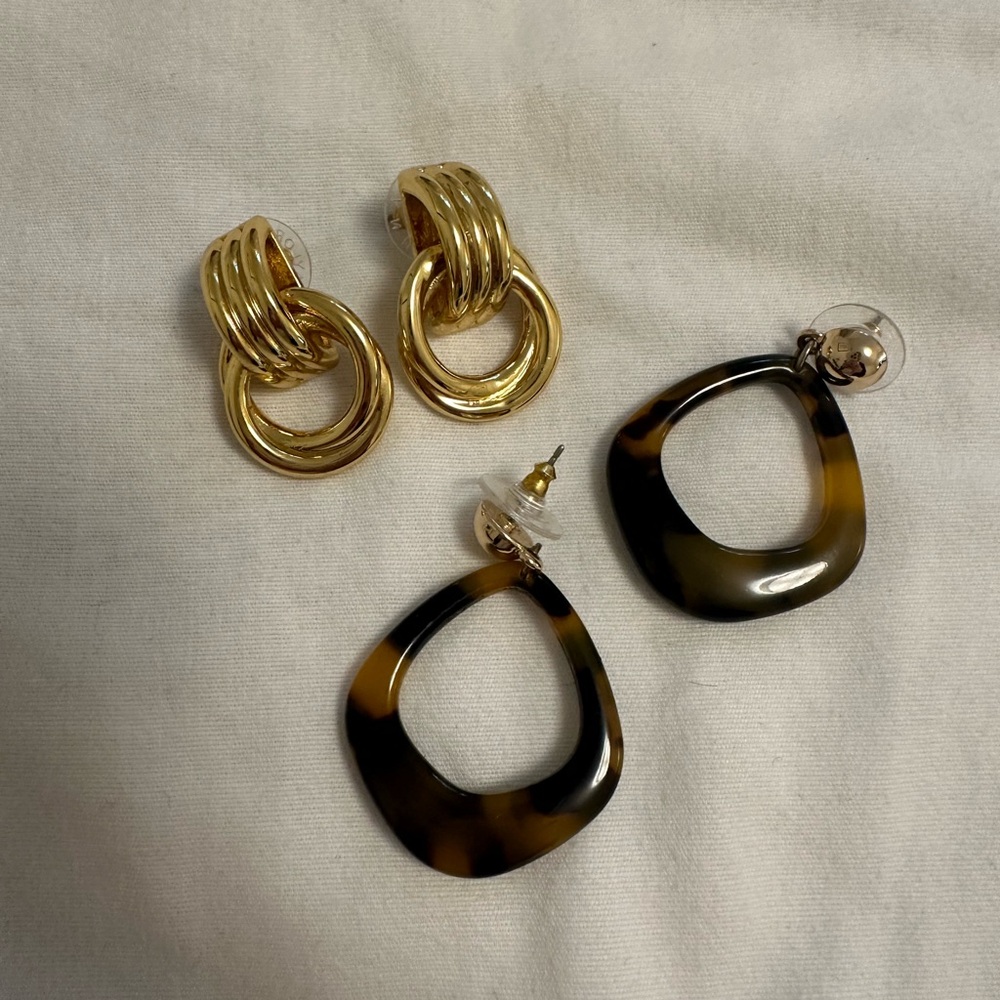 Ann Taylor and Loft Gold and Brown Earrings bundle